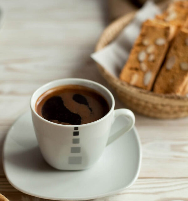 Flavored amaretto drip coffee in a cup