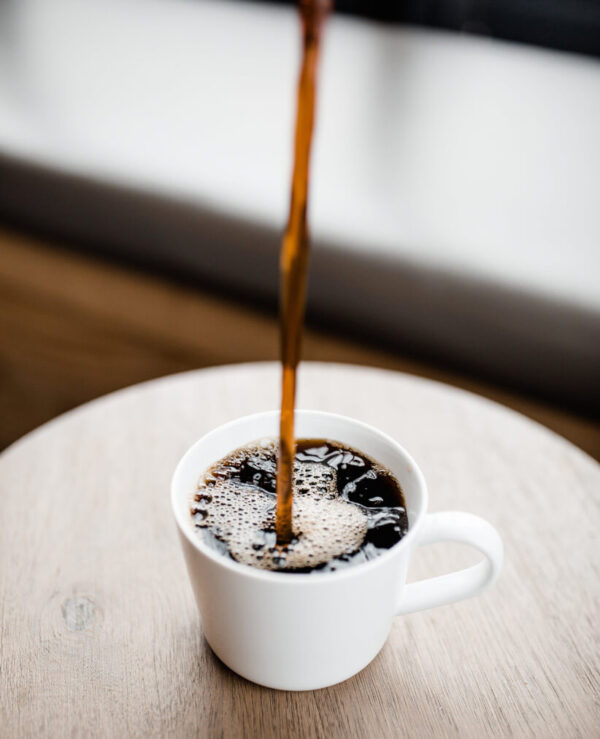 Black Canyon Blend coffee being poured into a coffee cup