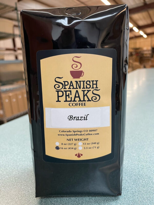 Spanish Peaks Coffee Brazil coffee beans in bag