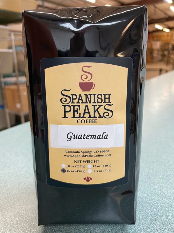 Spanish Peaks Coffee Guatemala coffee beans in bag