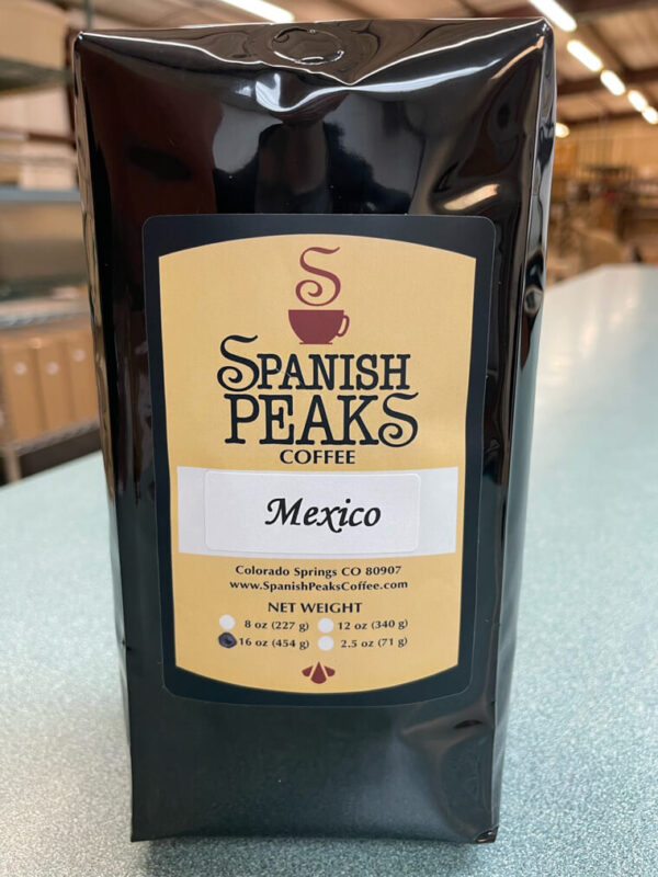 Spanish Peaks Coffee Mexico coffee beans in bag